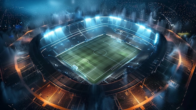 soccer stadium at night top view