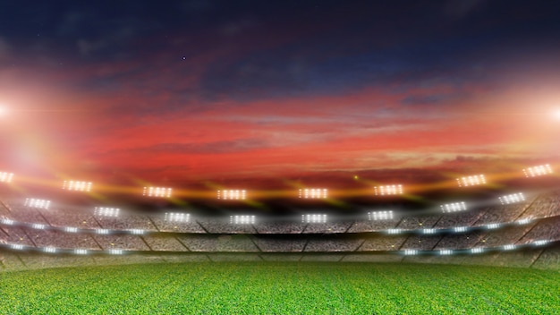 Premium Photo | Soccer stadium at night