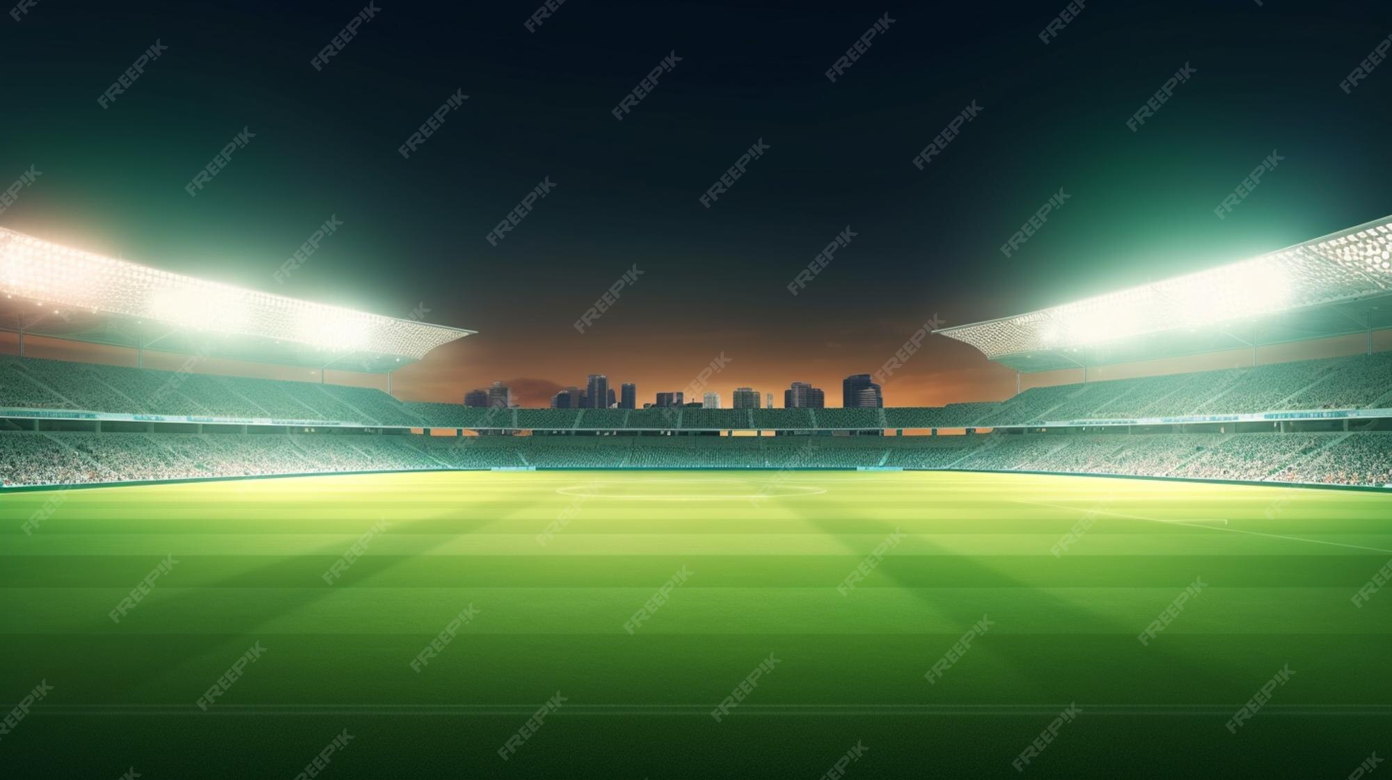 Premium AI Image | Soccer stadium with a city in the background