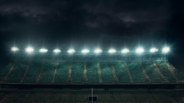 사진 녹색 잔디와 파란 하늘과 밤에 축구 경기장
