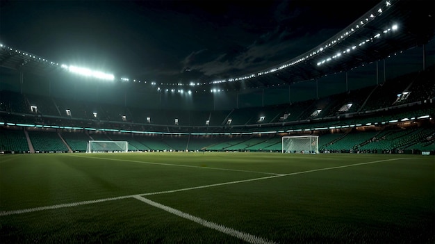 a soccer stadium with a soccer field and a sign that says quot all soccer quot