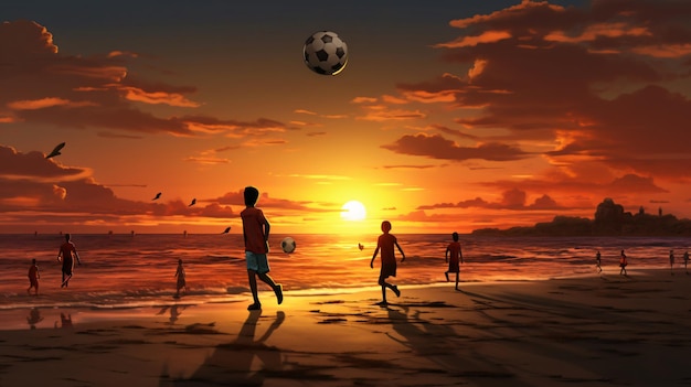 Soccer sunset football in the sunset