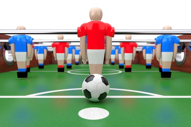 Soccer Table Football Game extreme closeup. 3d Rendering