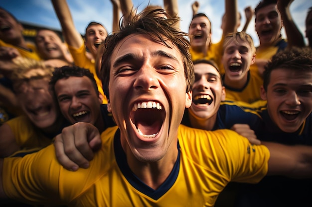 Soccer Team Celebrating A Goal During A Match Generative AI