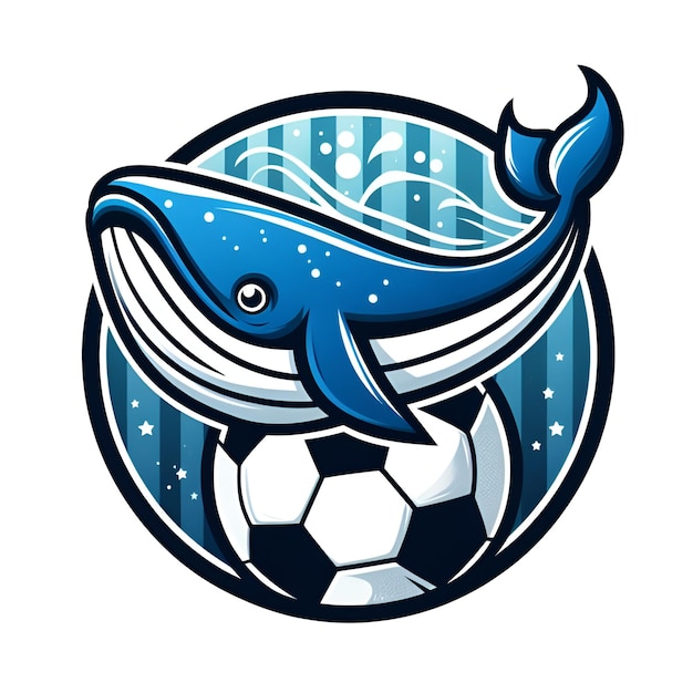 Photo a soccer team emblem logo in the shape of a circle containing a whale