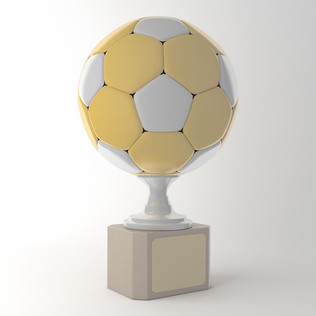 Photo soccer trophy left side isolated in white background