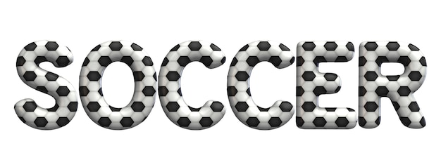 Soccer word made from a football soccer ball texture 3D Rendering