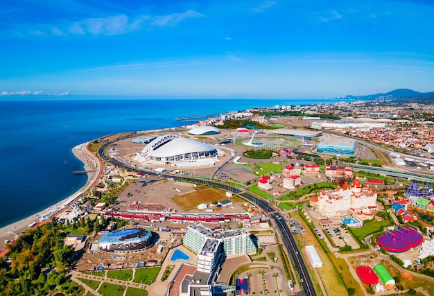 Sochi olympic park aerial panoramic view