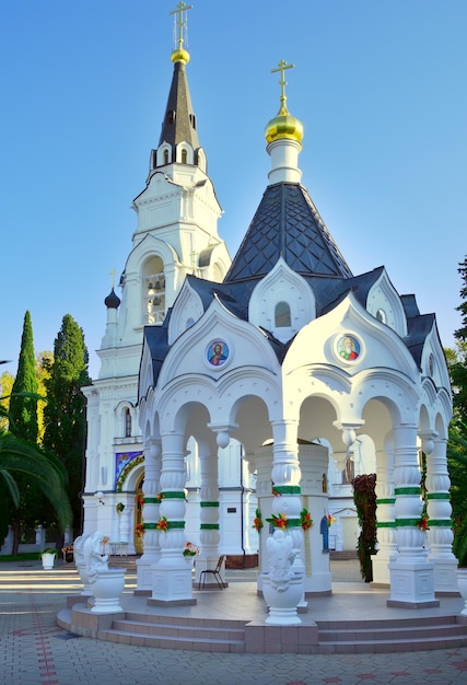 Sochi Russia 11012021 Orthodox Cathedral of Archangel Michael A spring with holy water