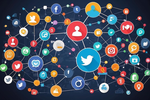 Sociaal medianetwerk digitaal marketing- en reclameconcept