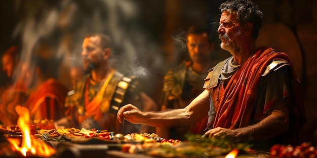 Photo social aspects of ancient roman feasts a glimpse into the extravagant banquets of roman patricians concept ancient rome social culture feasting patricians extravagant banquets