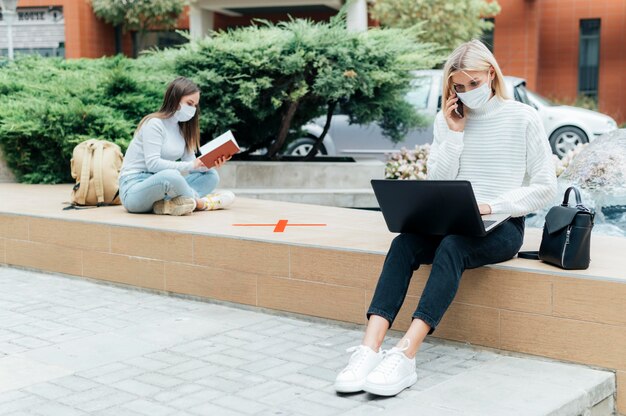 Social distancing concept in public areas