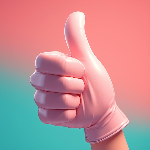 Social media approval Hand in pink gloves showing like For Social Media Post Size