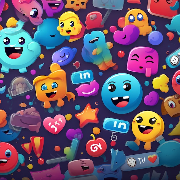 social media background with emojis