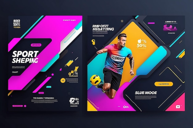 Photo social media banner template sport shopping store with a modern concept