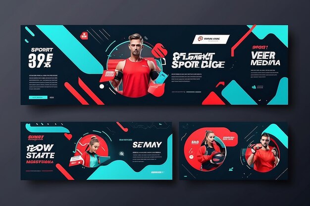 Photo social media banner template sport shopping store with a modern concept