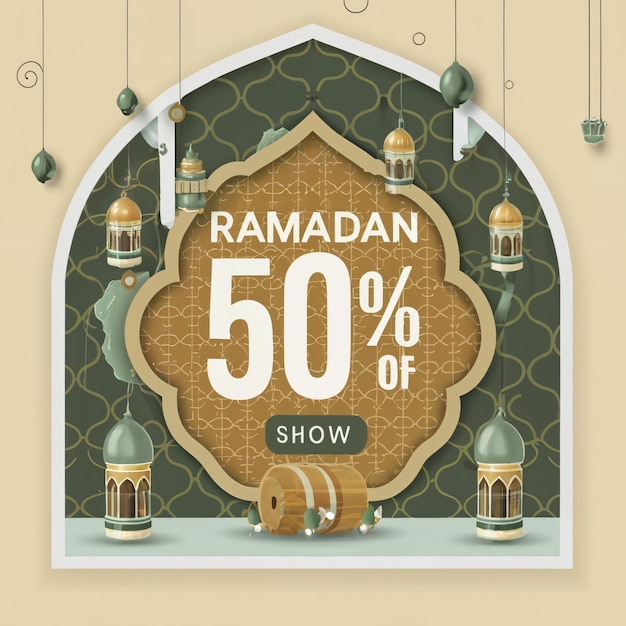 Photo social media banner with ramadan discount