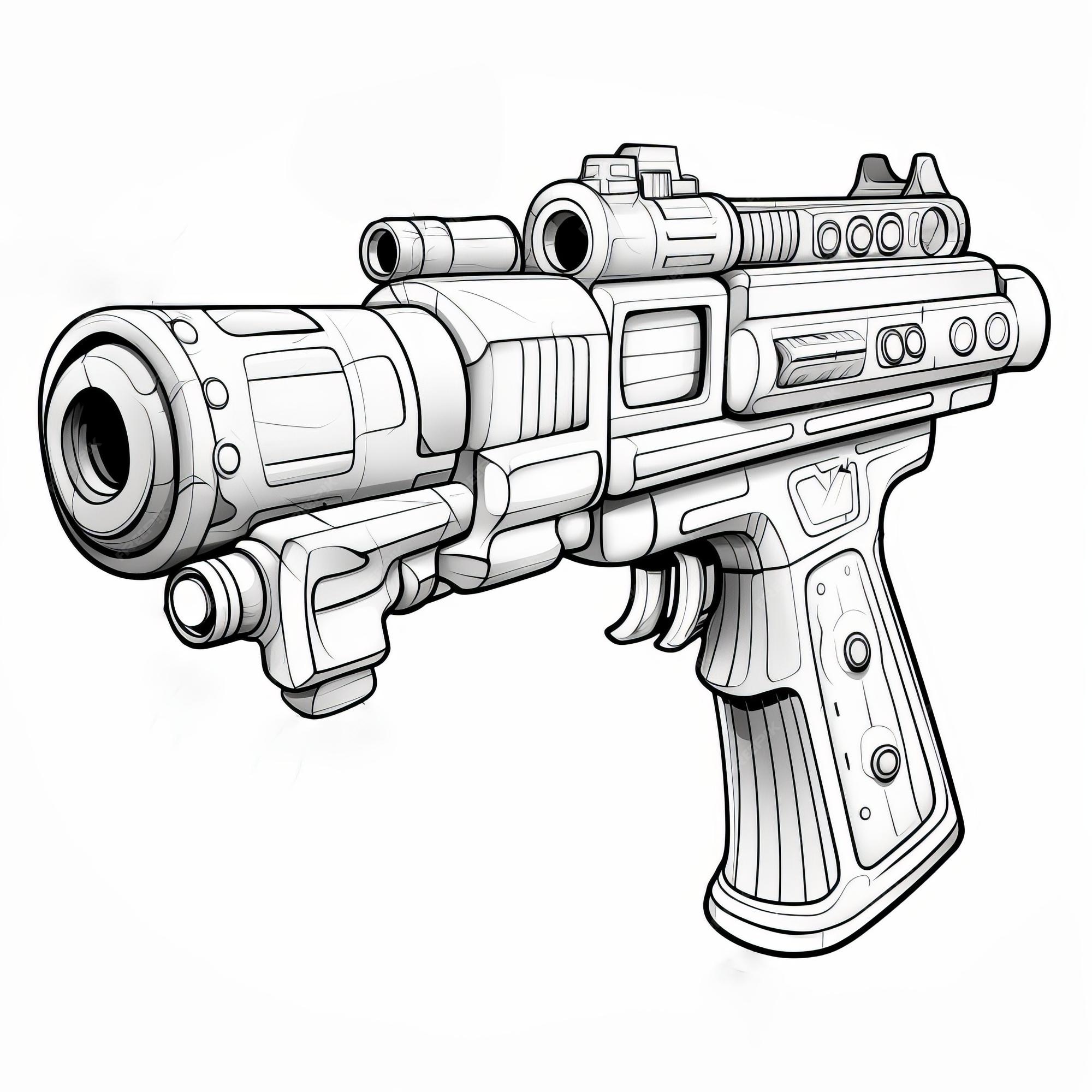 Premium AI Image | Social Media Coloring Pages SciFi Ray Gun in Cartoon