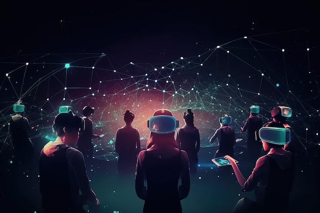 Social media communicatie link Virtual reality wereldwijde interconnectie tussen gebruiker Generatieve Ai