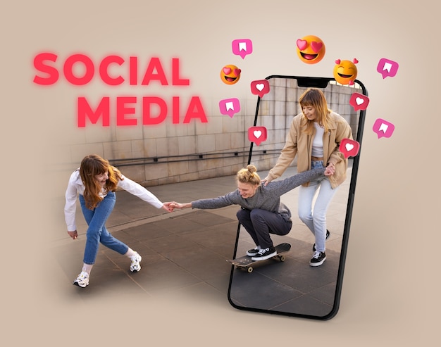 Foto concetto di social media con dispositivo