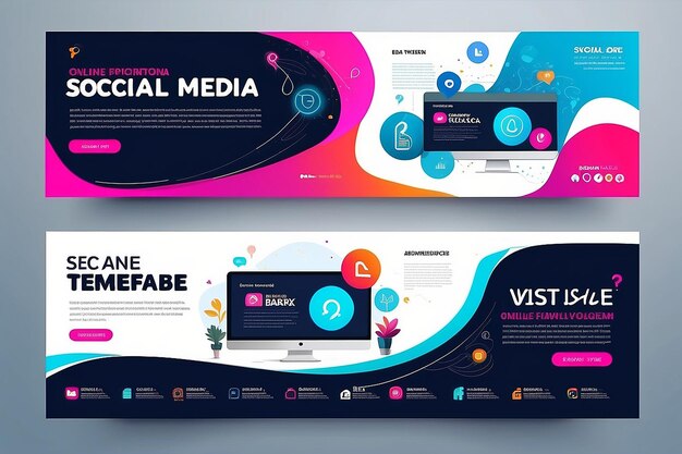 Photo social media cover template fully editable or advertising design online marketing agency social media web banner