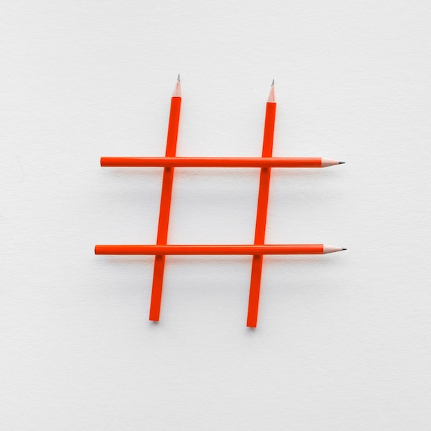 Social media and creativity concepts with Hashtag sign made of pencil.digital marketing images.power of conversation.