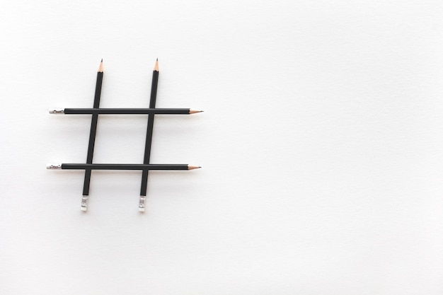 Social media and creativity concepts with Hashtag sign made of pencil