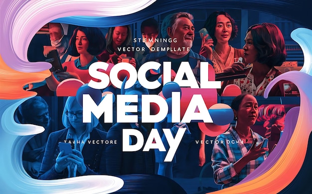 Social Media Day achtergrondontwerp met tekst