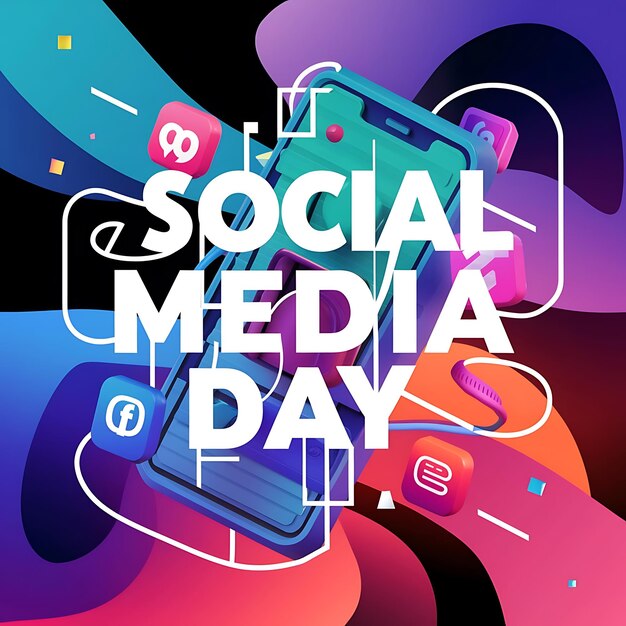 Photo social media day background design with text