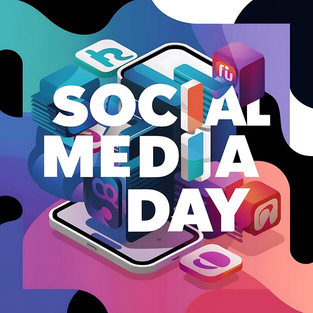 Photo social media day background design with text