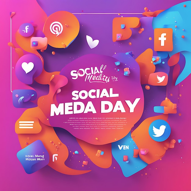 Photo social media day background design with text