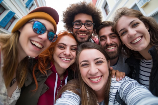 Social Media Day A group of young people smiling together in a selfie