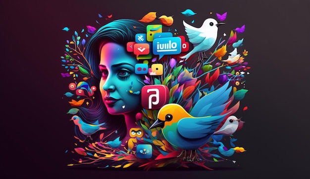 Social media day illustration colorfull aiGenerative AI