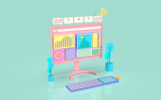 Social media digital marketing concept illustration cute 3d rendering