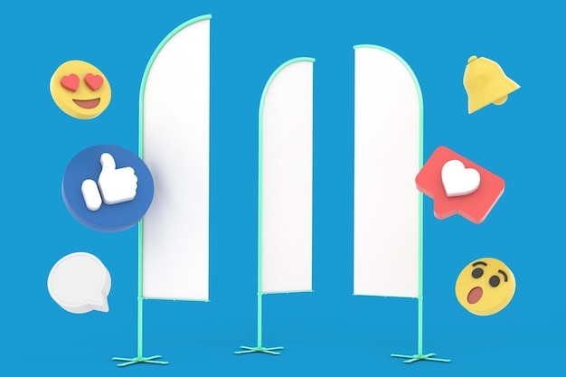 Social Media and Flags Front Side In Blue Background