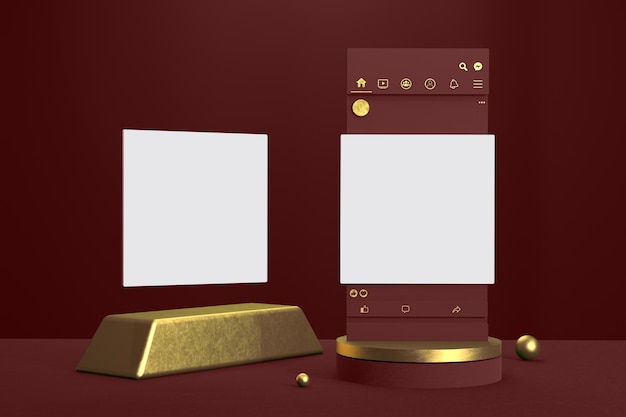 Social Media and Gold Bars Front View