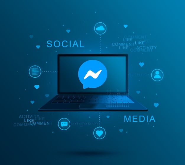 Social media icon Messenger on laptop screen