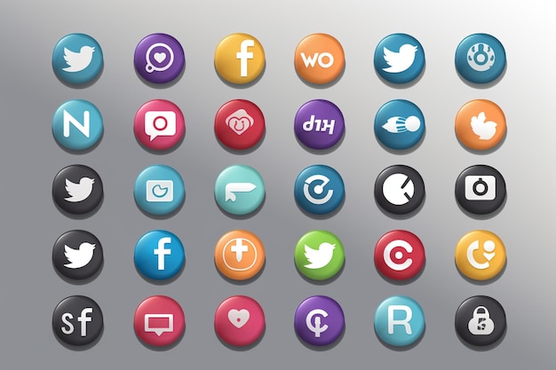 Social media iconen set geïsoleerd op grijs