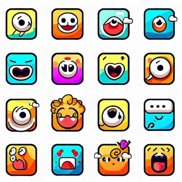 Photo social media iconos and emoticons set