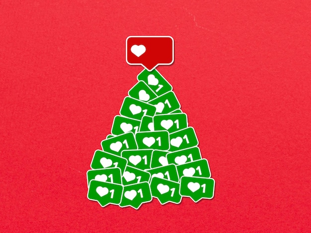 Social Media Icons Christmas Tree Christmas Tree Merry Christmas and Christmas Day Illustration
