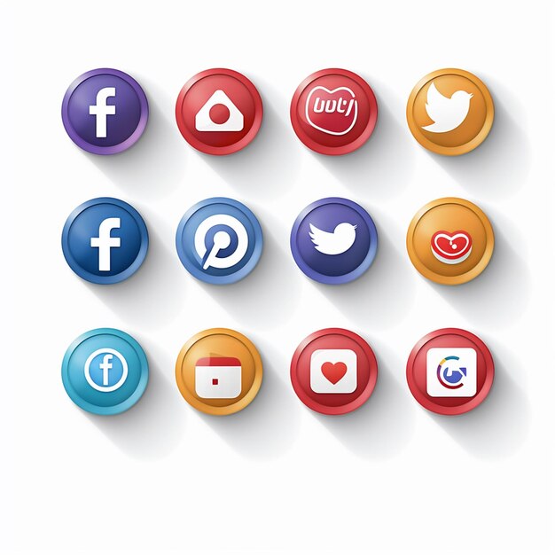 Photo social media icons vector set with facebook instagram twitter tiktok youtube logos