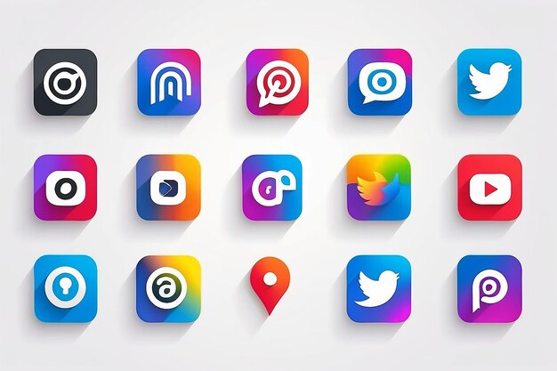 Photo social media icons on white background