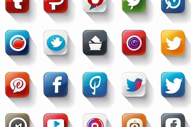 Social media icons on white background