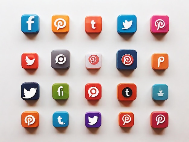 Social media icons on white background