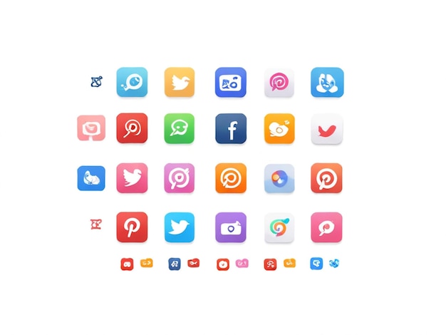 Social media icons on white background