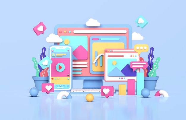 social media instagram digital marketing concept 3d rendering