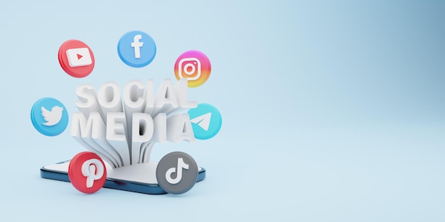 Rendering 3d di concetto di marketing digitale instagram di social media