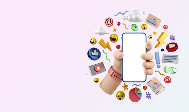 Rendering 3d di concetto di illustrazione di marketing digitale di instagram di social media