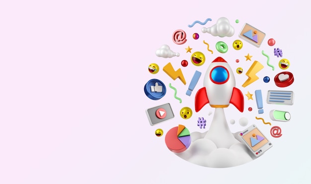 Social media instagram digitale marketing illustratie concept 3D-rendering