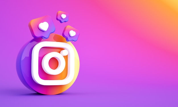 Photo social media instagram logo with copy space and like icons premium photo